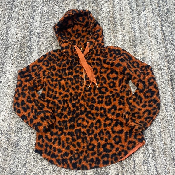 LOFT Tops - Loft 34 zip pull over hoodie, long sleeve, animal print Sherpa teddy  si…